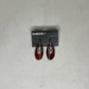 Chico's Elegant Red and Silver Bohemian style Drop Earrings